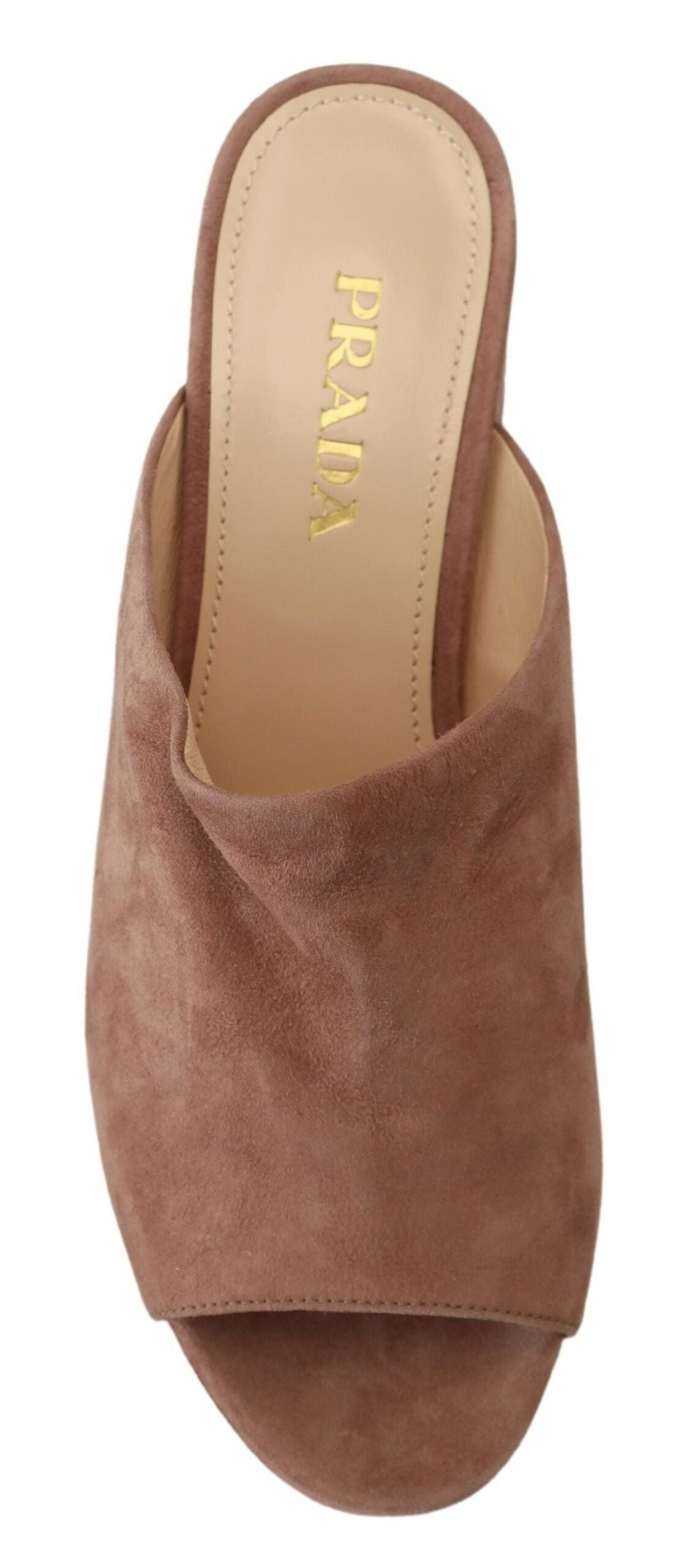 Prada Dark Rose Suede Camoscio Sandals Block Heels Shoes -   -  Prada.