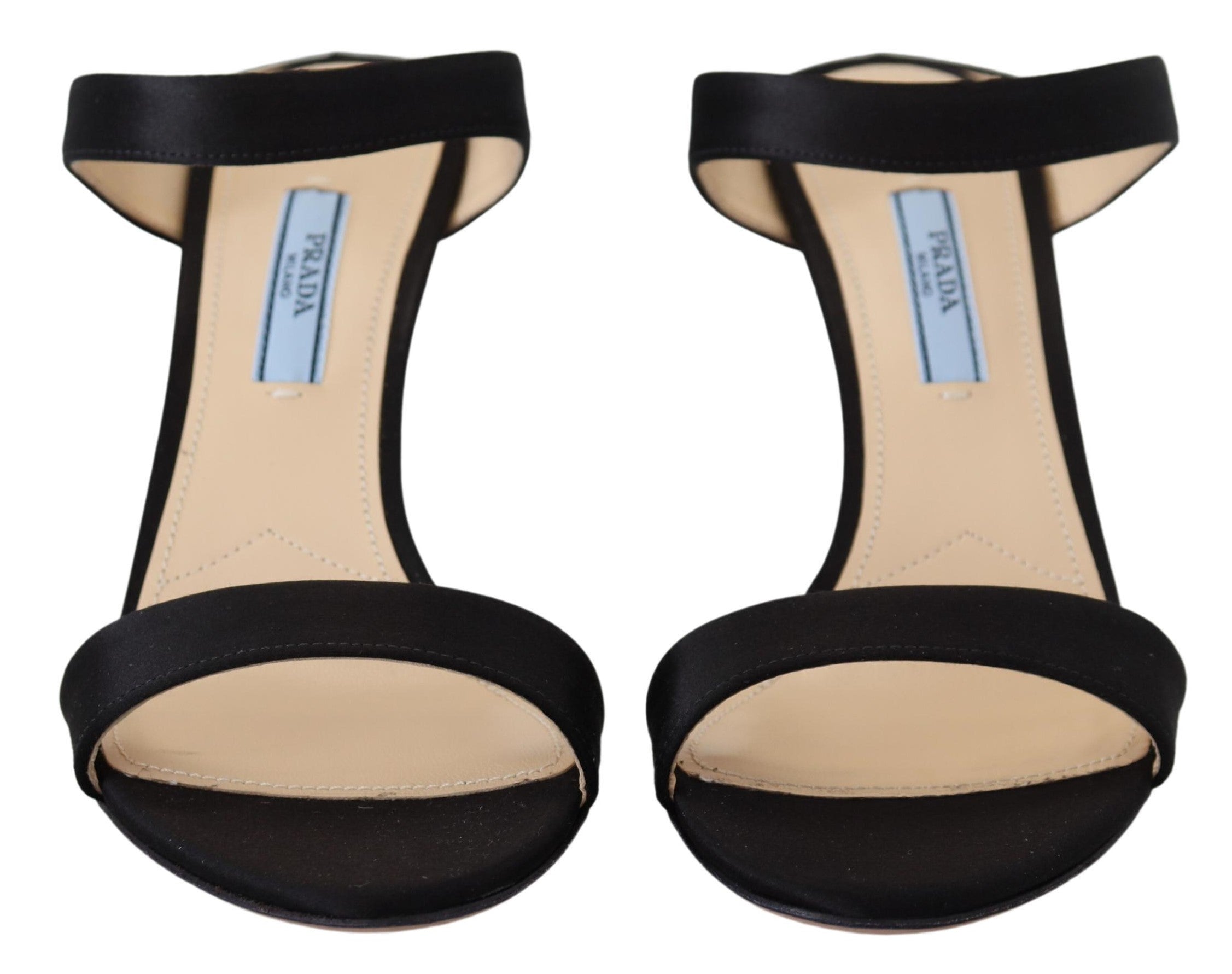 Prada Black Leather Sandals Stiletto Heels Open Toe Shoes -   -  Prada.
