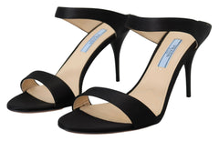 Prada Black Leather Sandals Stiletto Heels Open Toe Shoes -   -  Prada.