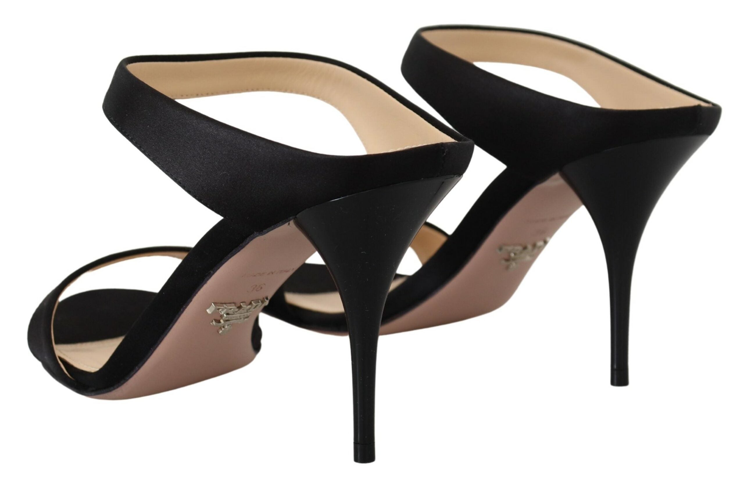 Prada Black Leather Sandals Stiletto Heels Open Toe Shoes -   -  Prada.
