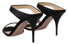 Prada Black Leather Sandals Stiletto Heels Open Toe Shoes -   -  Prada.