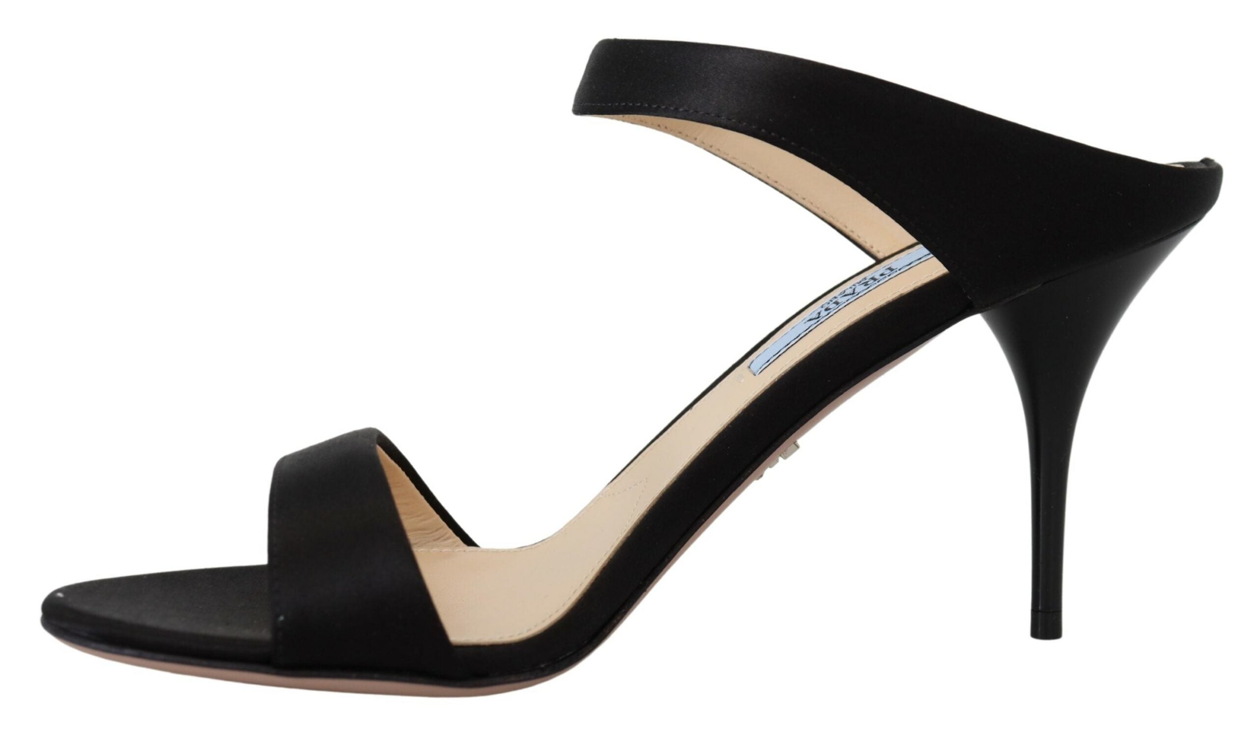 Prada Black Leather Sandals Stiletto Heels Open Toe Shoes -   -  Prada.