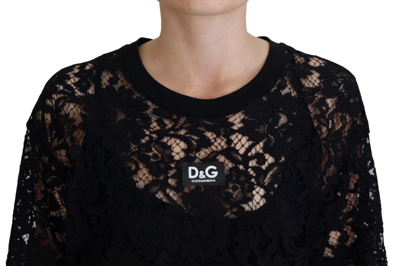Dolce & Gabbana Black Floral Lace Cotton Shift Mini Dress -   -  Dolce & Gabbana.