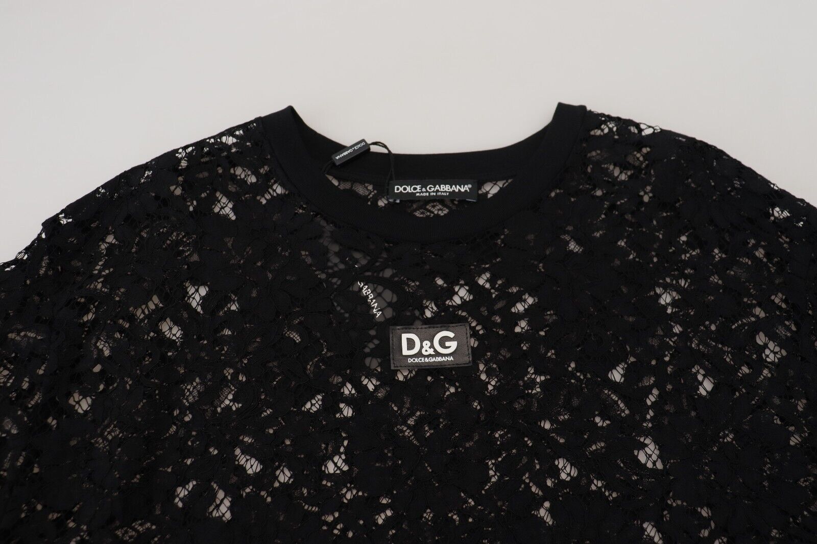 Dolce & Gabbana Black Floral Lace Cotton Shift Mini Dress -   -  Dolce & Gabbana.