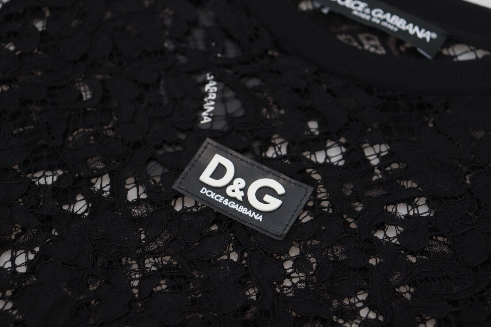 Dolce & Gabbana Black Floral Lace Cotton Shift Mini Dress -   -  Dolce & Gabbana.