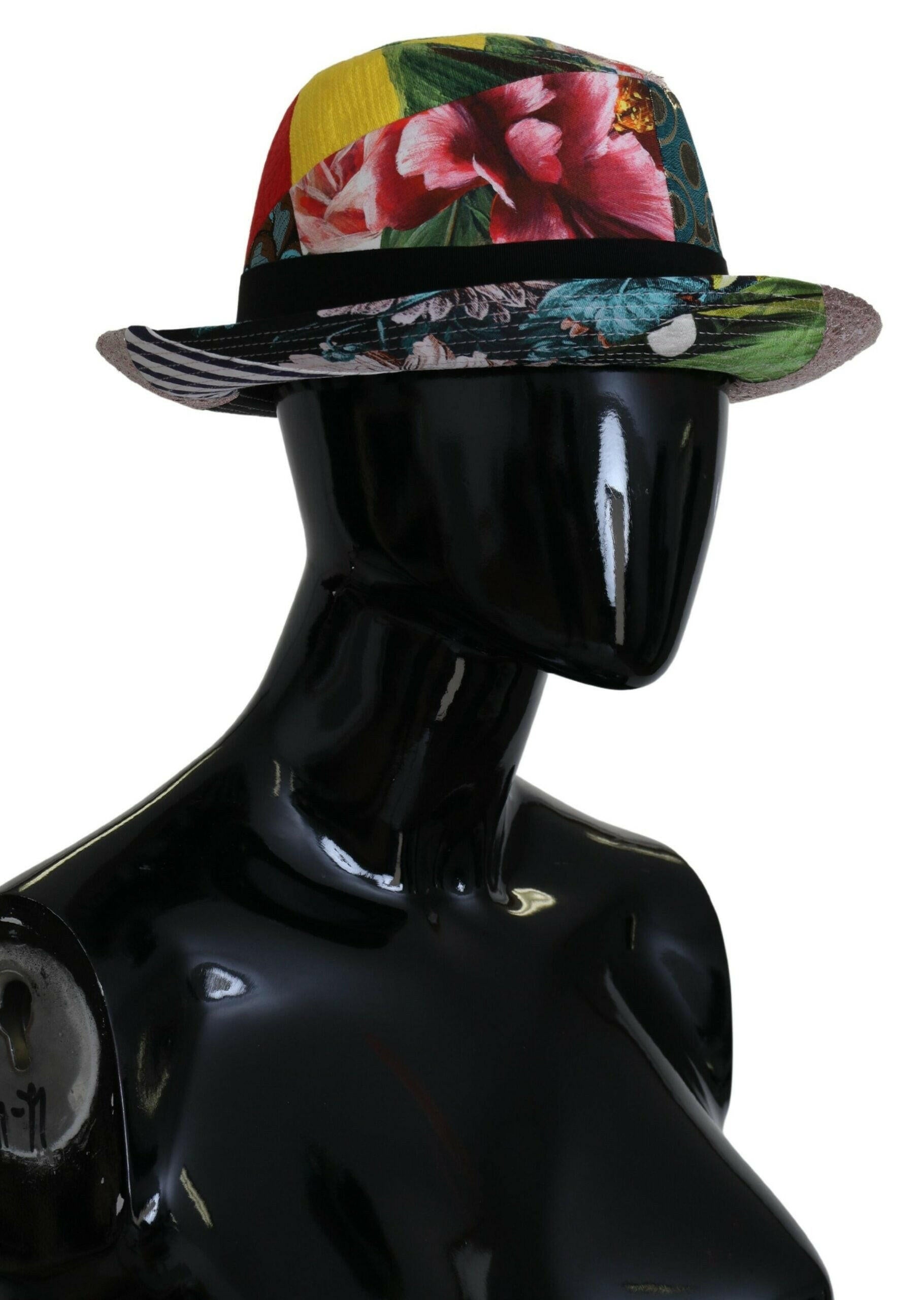 Dolce & Gabbana Multicolor Patchwork Women Fedora Wide Brim Hat -   -  Dolce & Gabbana.
