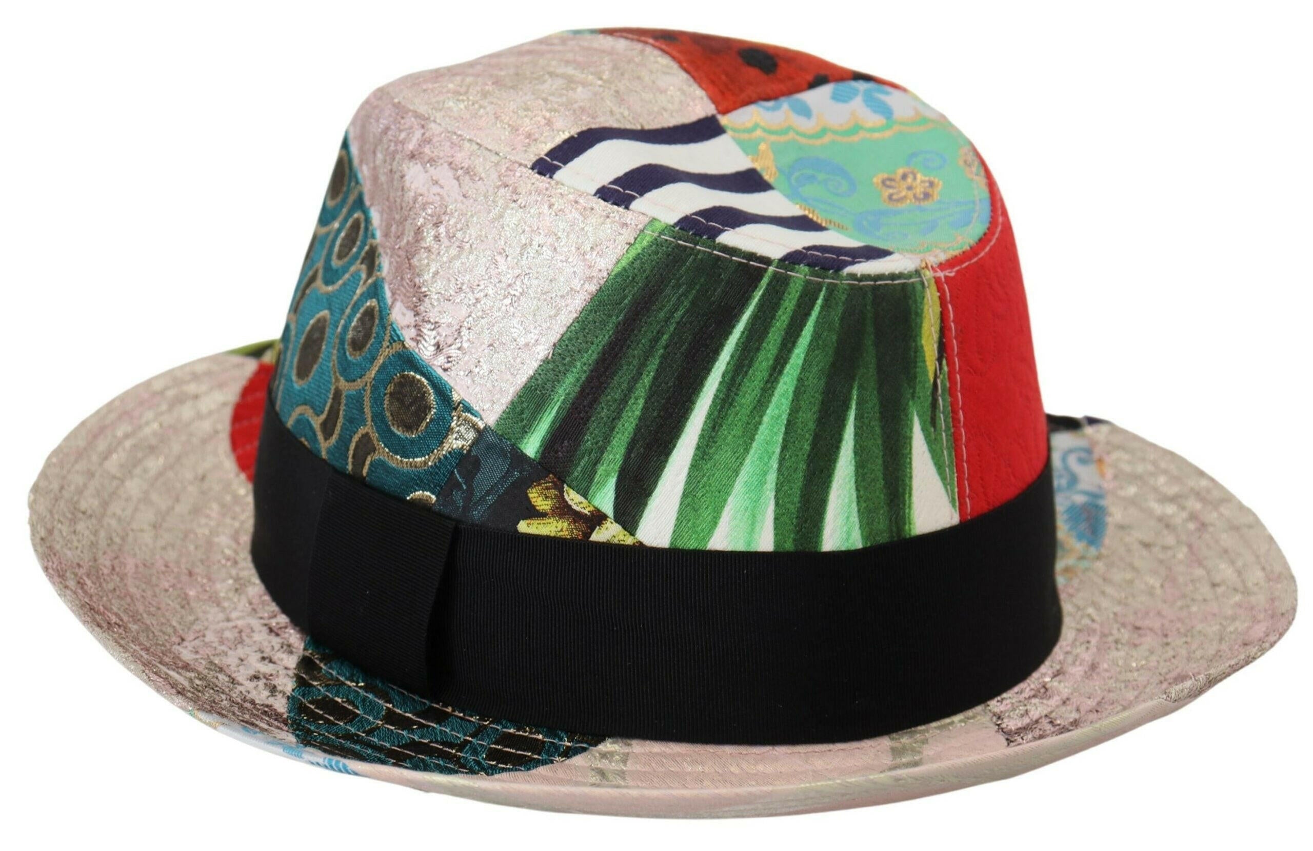 Dolce & Gabbana Multicolor Patchwork Women Fedora Wide Brim Hat -   -  Dolce & Gabbana.