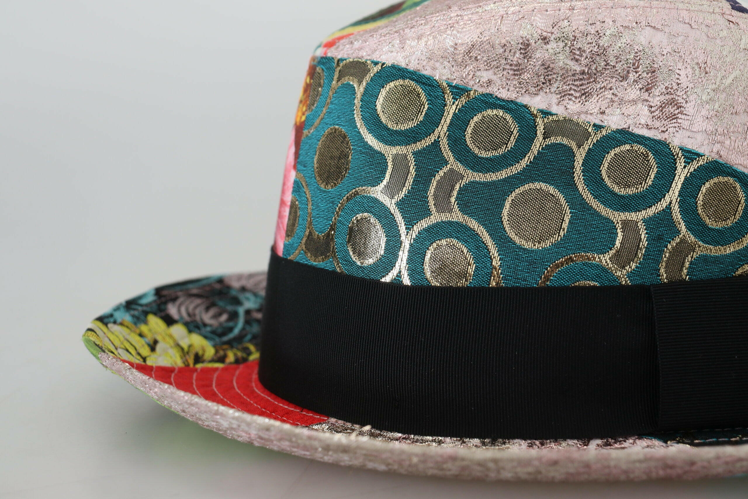 Dolce & Gabbana Multicolor Patchwork Women Fedora Wide Brim Hat -   -  Dolce & Gabbana.