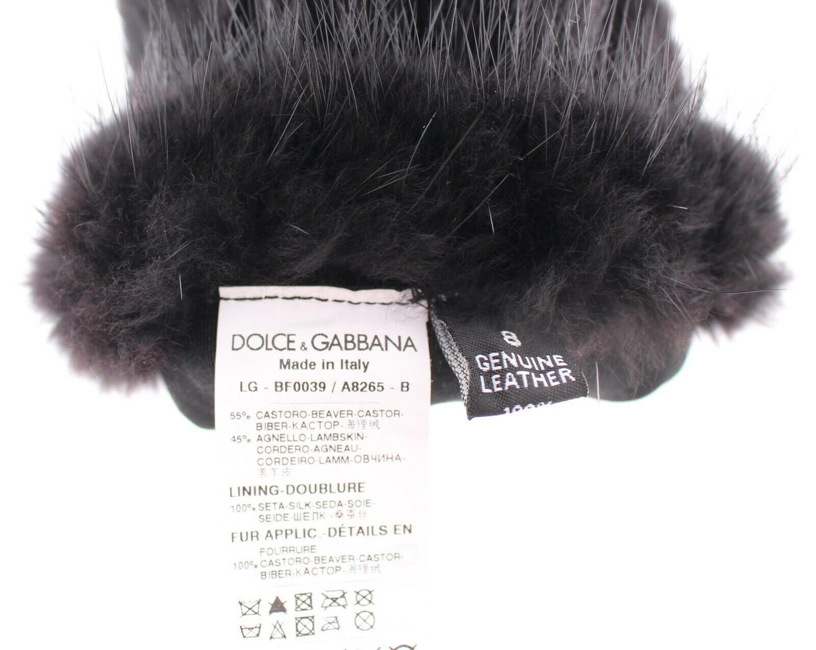 Dolce & Gabbana Black Beaver Fur Lambskin Leather Elbow Gloves -   -  Dolce & Gabbana.