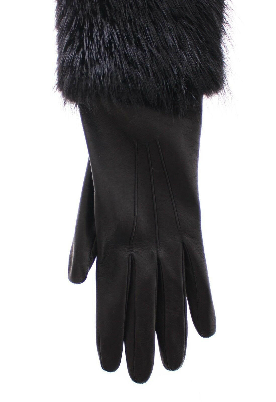 Dolce & Gabbana Black Beaver Fur Lambskin Leather Elbow Gloves -   -  Dolce & Gabbana.