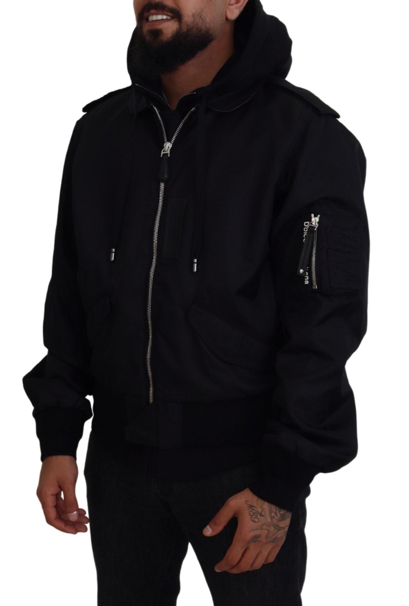 Dolce & Gabbana Black Nylon Hooded Full Zip Men Coat Jacket -   -  Dolce & Gabbana.