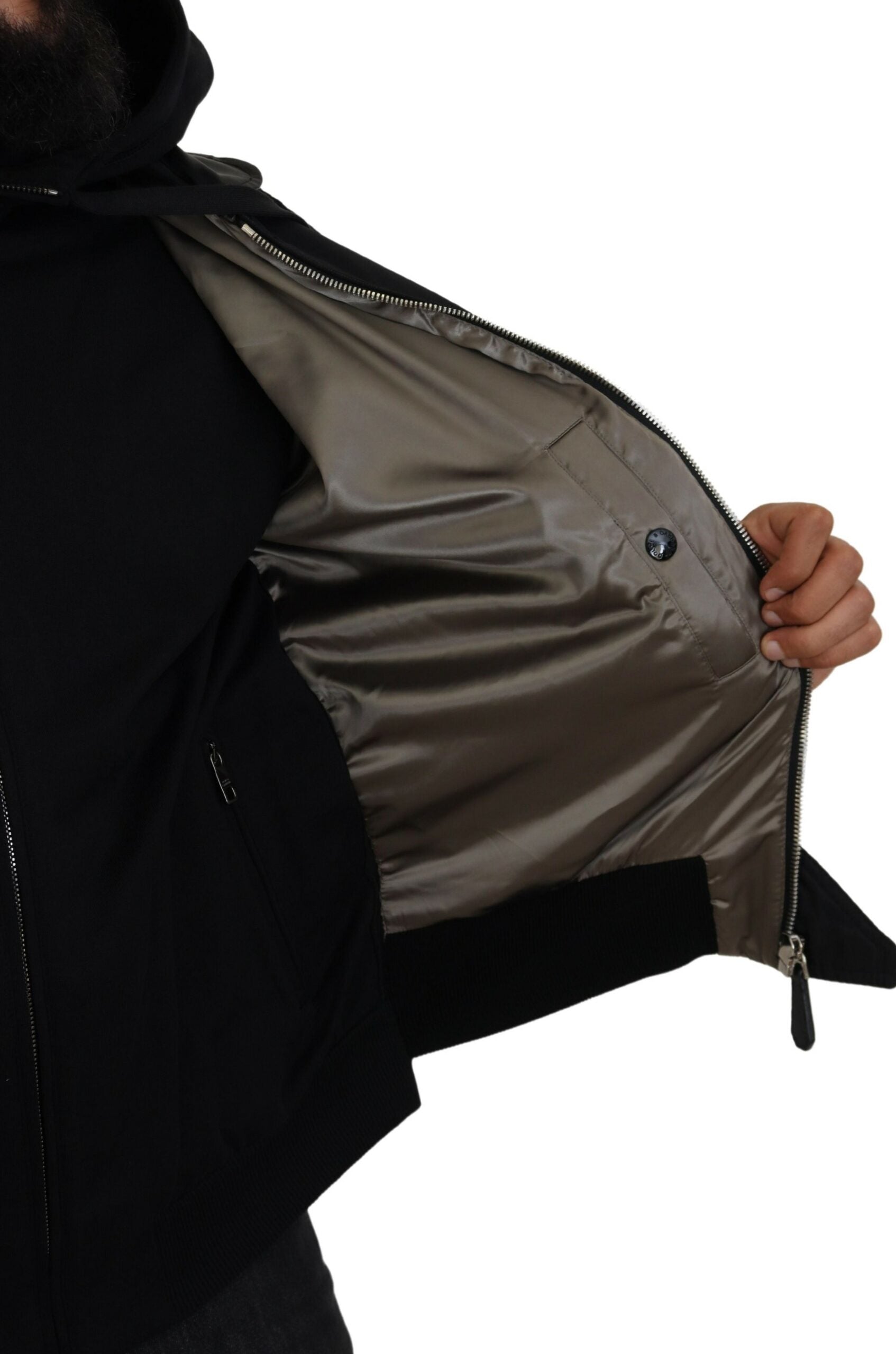Dolce & Gabbana Black Nylon Hooded Full Zip Men Coat Jacket -   -  Dolce & Gabbana.