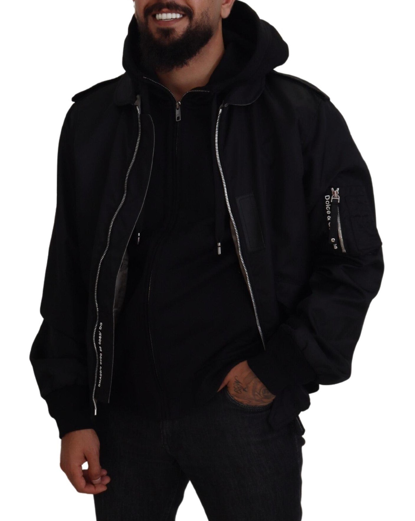 Dolce & Gabbana Black Nylon Hooded Full Zip Men Coat Jacket -   -  Dolce & Gabbana.