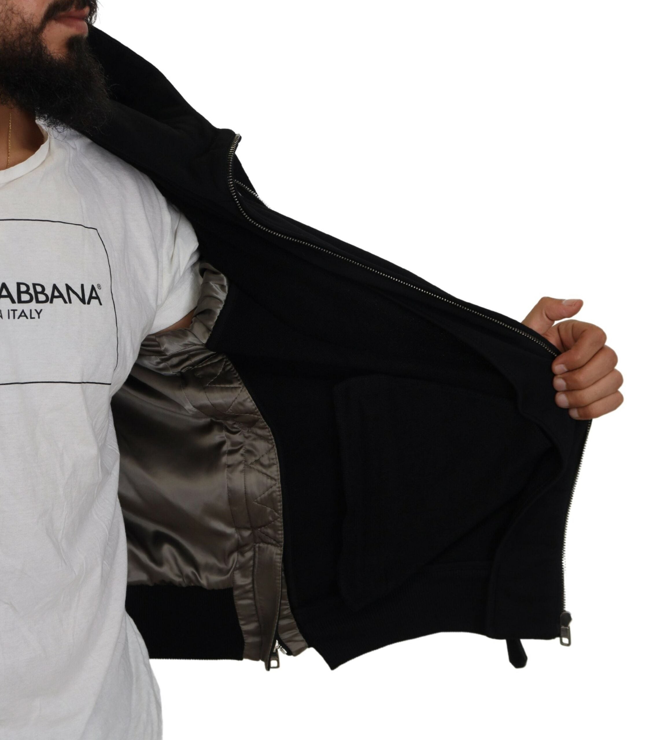 Dolce & Gabbana Black Nylon Hooded Full Zip Men Coat Jacket -   -  Dolce & Gabbana.