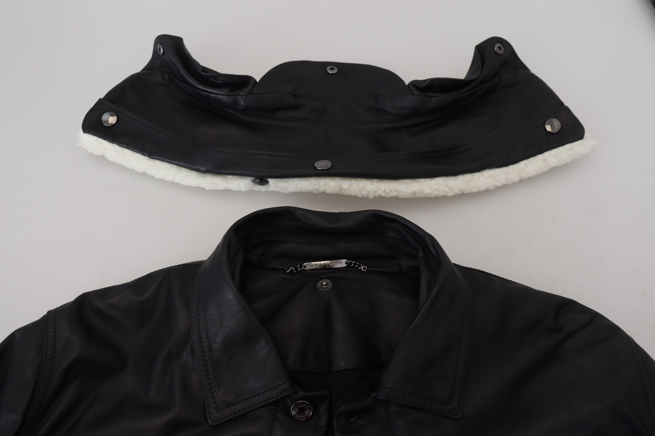 Dolce & Gabbana Black Lamb Leather Collared Men Coat Jacket -   -  Dolce & Gabbana.
