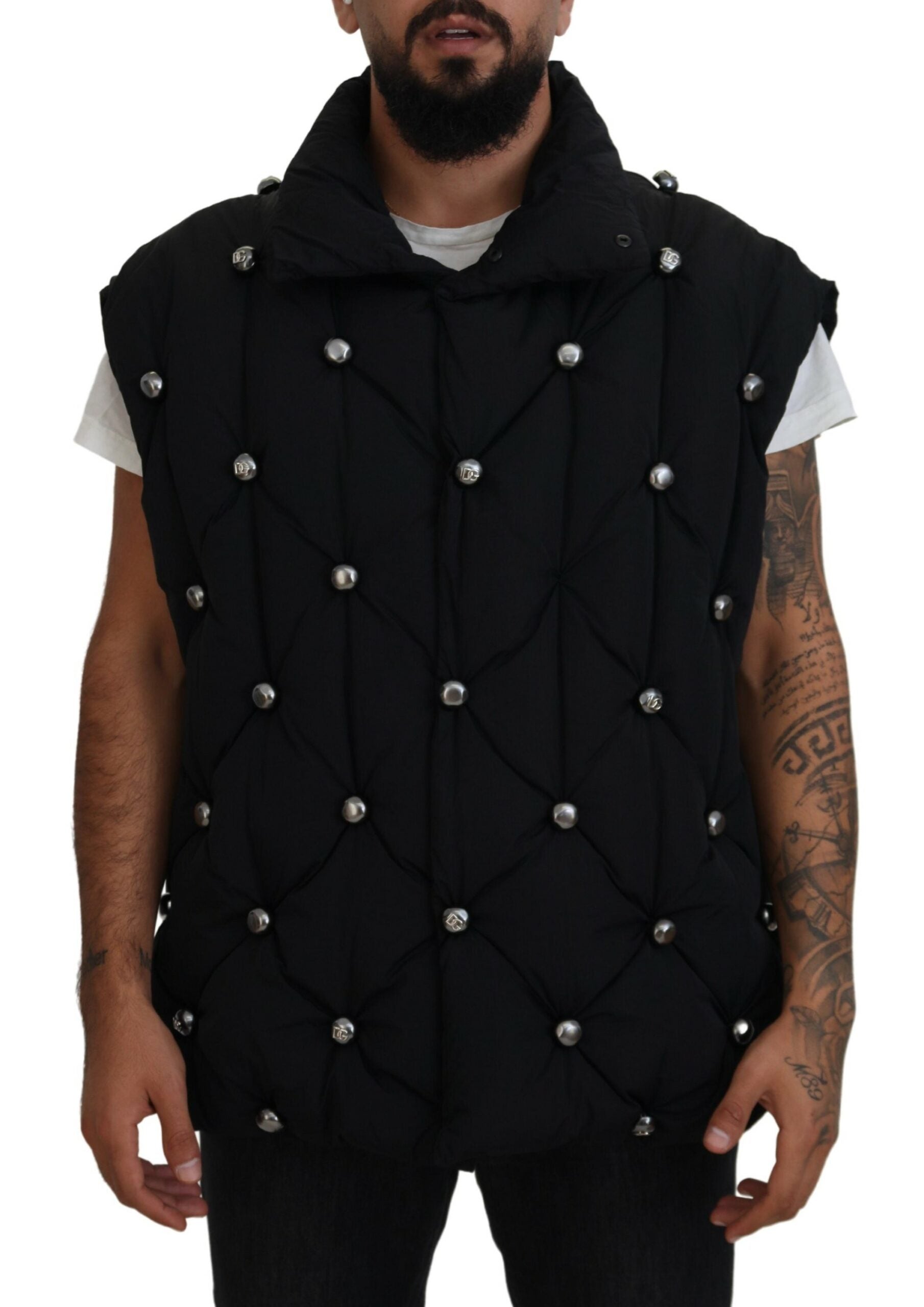 Dolce & Gabbana Black Sleeveless DG Metal Embellishment Jacket -   -  Dolce & Gabbana.