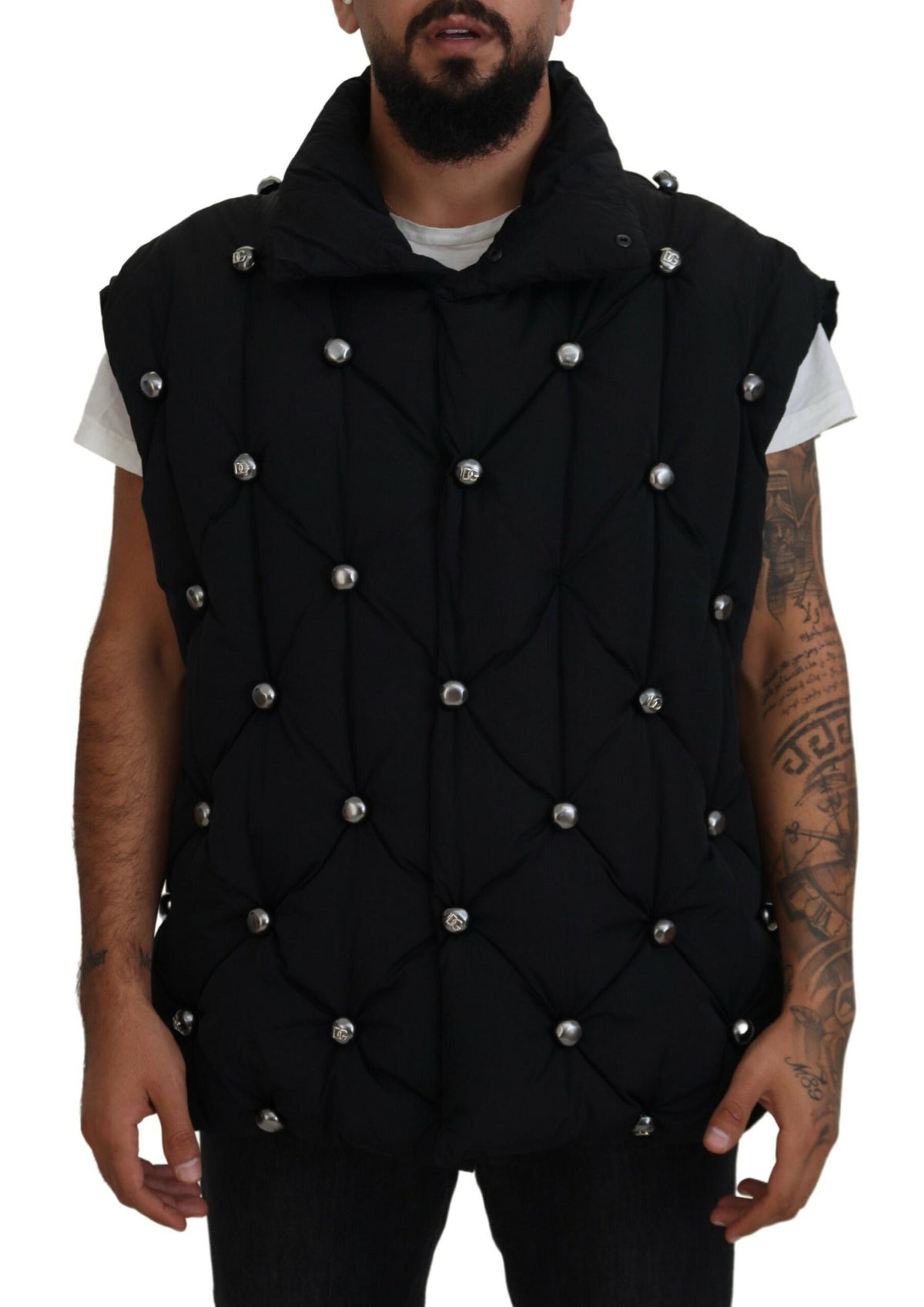 Dolce & Gabbana Black Sleeveless DG Metal Embellishment Jacket -   -  Dolce & Gabbana.