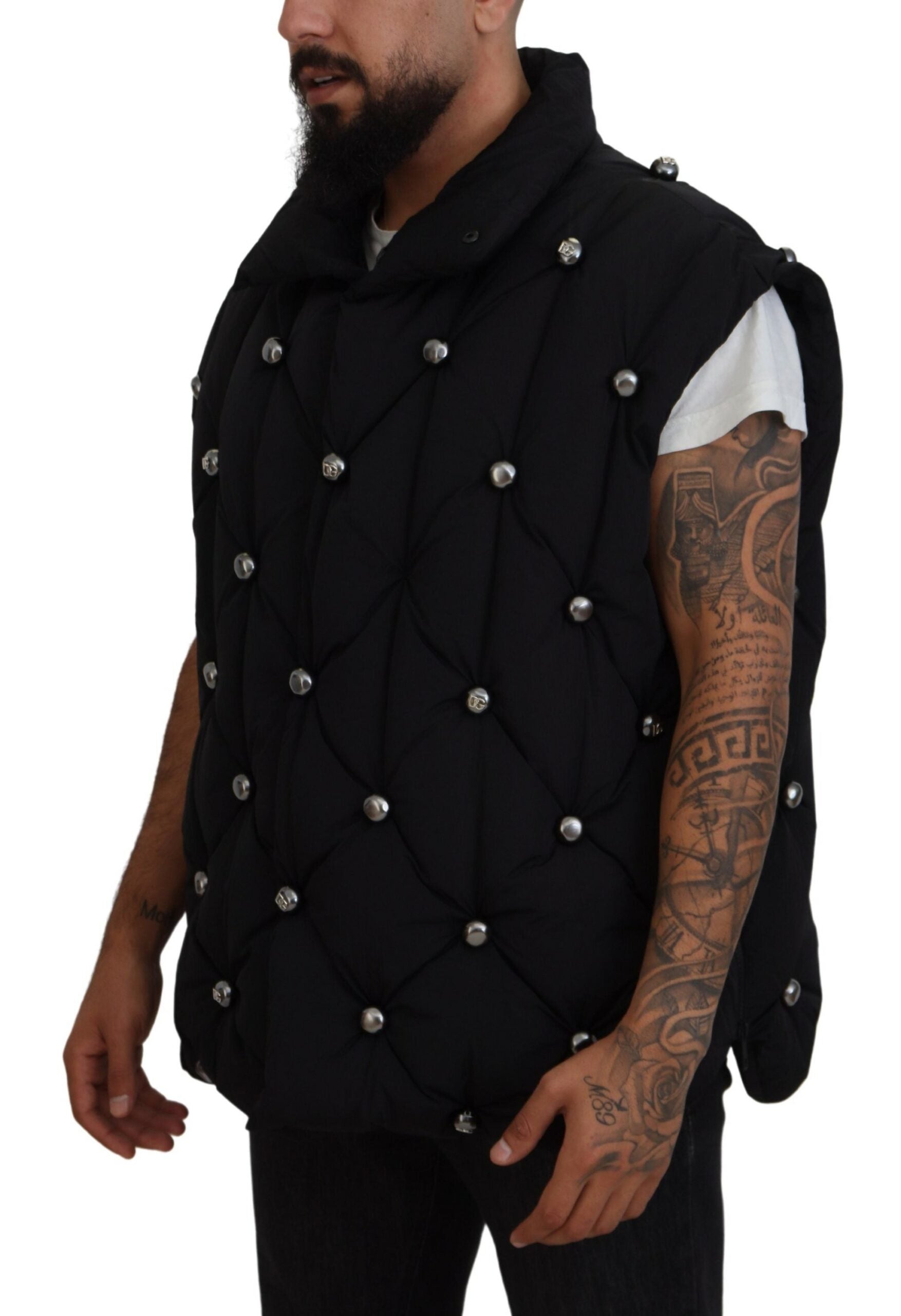 Dolce & Gabbana Black Sleeveless DG Metal Embellishment Jacket -   -  Dolce & Gabbana.