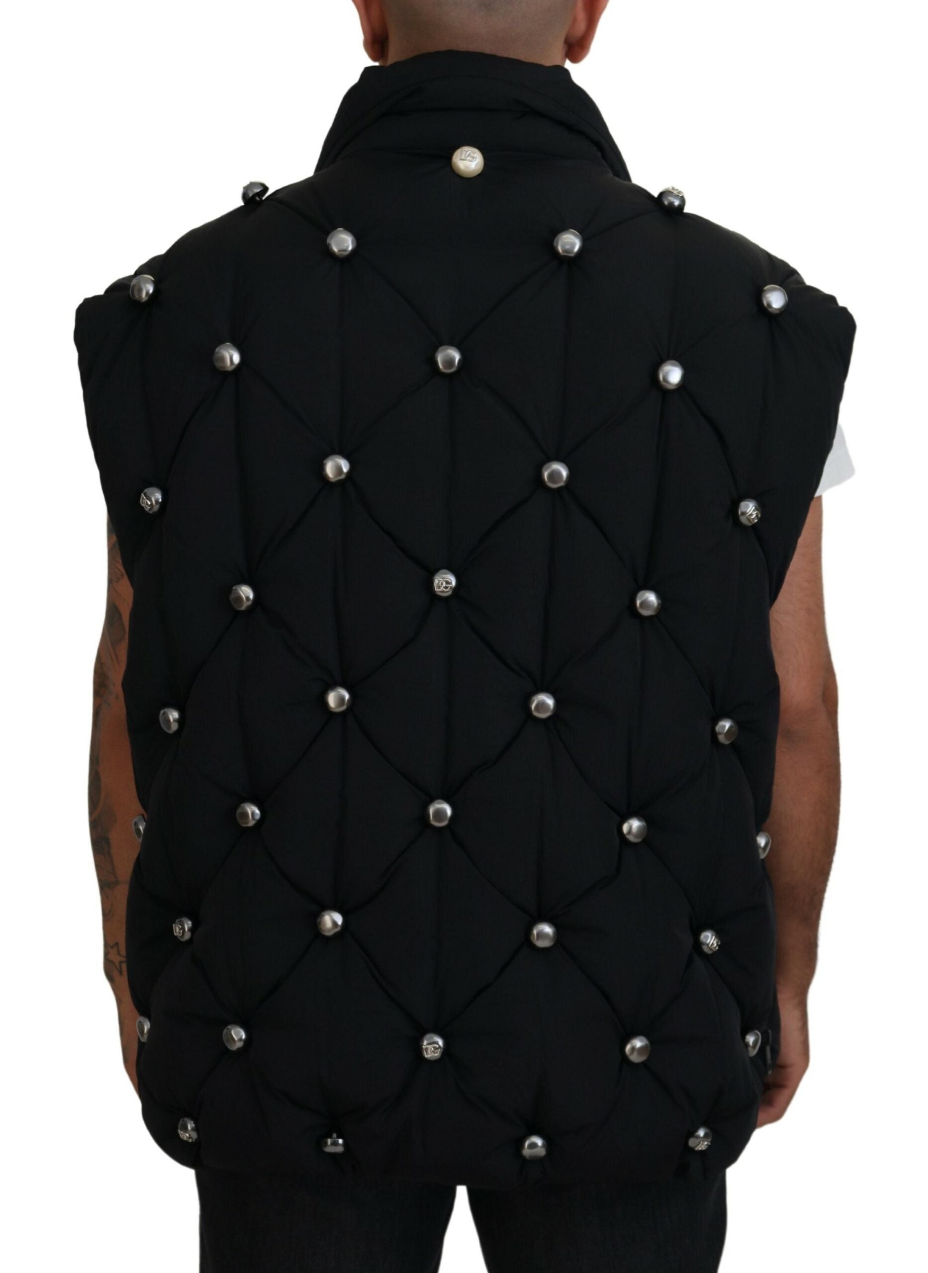 Dolce & Gabbana Black Sleeveless DG Metal Embellishment Jacket -   -  Dolce & Gabbana.