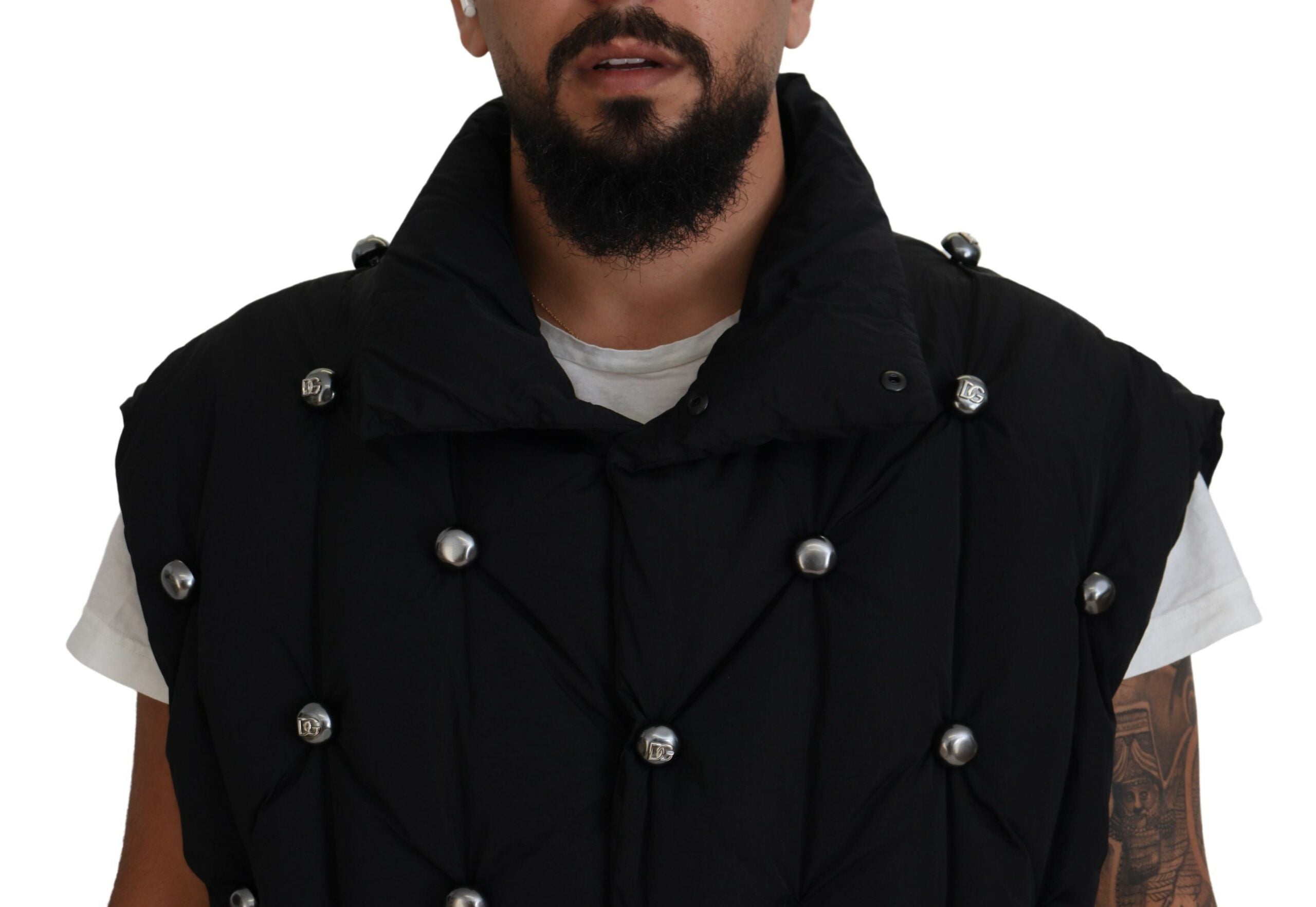 Dolce & Gabbana Black Sleeveless DG Metal Embellishment Jacket -   -  Dolce & Gabbana.