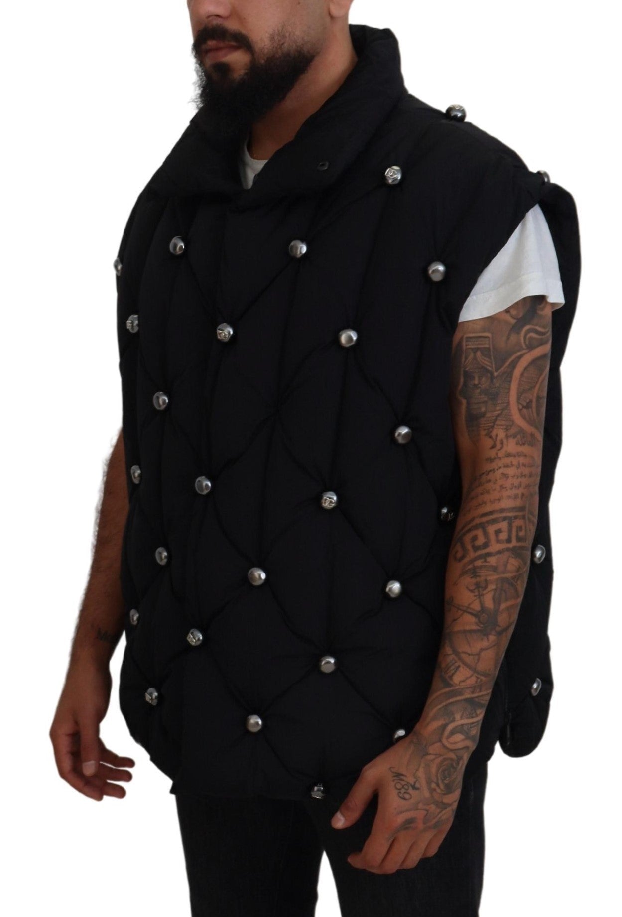 Dolce & Gabbana Black Sleeveless DG Metal Embellishment Jacket -   -  Dolce & Gabbana.