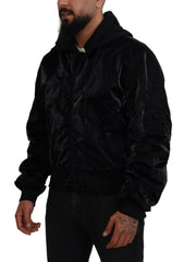 Dolce & Gabbana Black Nylon Hooded Full Zip Bomber Jacket -   -  Dolce & Gabbana.