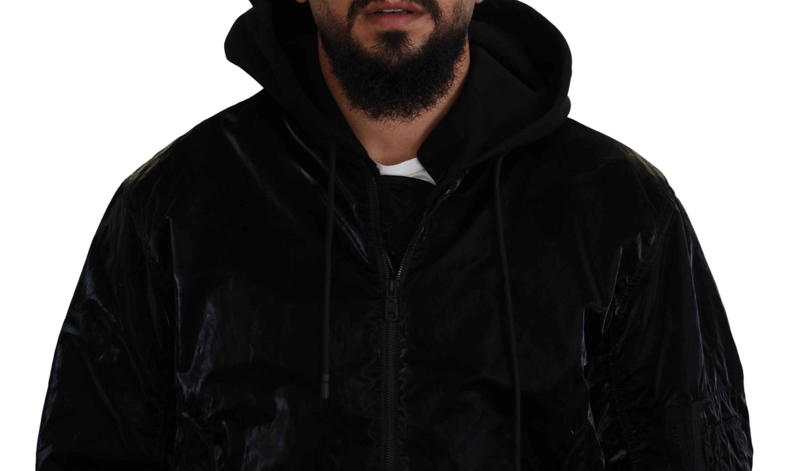 Dolce & Gabbana Black Nylon Hooded Full Zip Bomber Jacket -   -  Dolce & Gabbana.