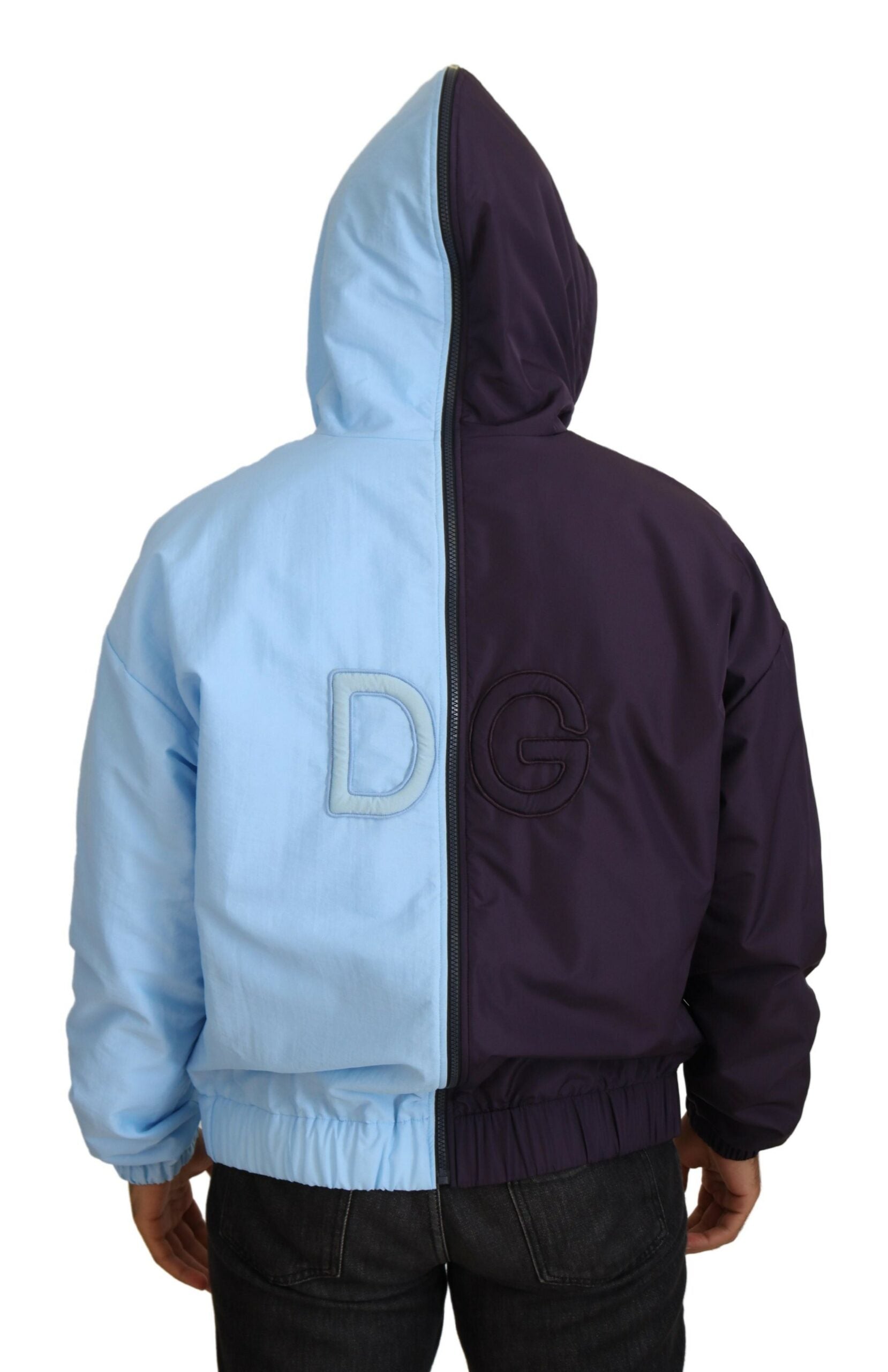 Dolce & Gabbana Black Blue DG Hooded Full Zip Men Jacket -   -  Dolce & Gabbana.