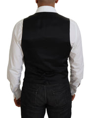 Dolce & Gabbana Black Virgin Wool Waistcoat Formal Vest -  Vests for Men Suits -  Dolce & Gabbana.