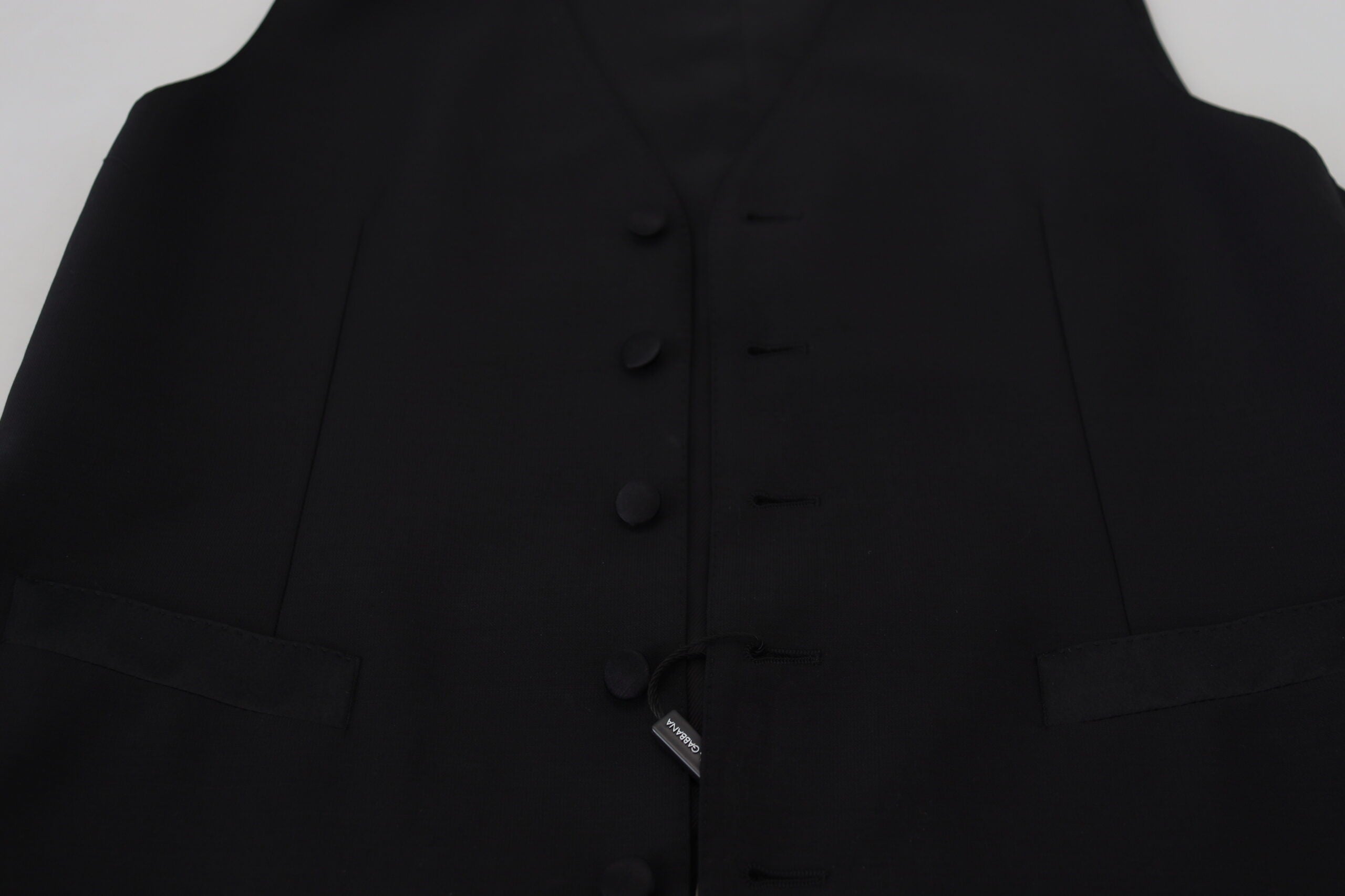 Dolce & Gabbana Black Virgin Wool Waistcoat Formal Vest -  Vests for Men Suits -  Dolce & Gabbana.