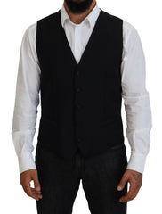 Dolce & Gabbana Black Virgin Wool Waistcoat Formal Vest -  Vests for Men Suits -  Dolce & Gabbana.