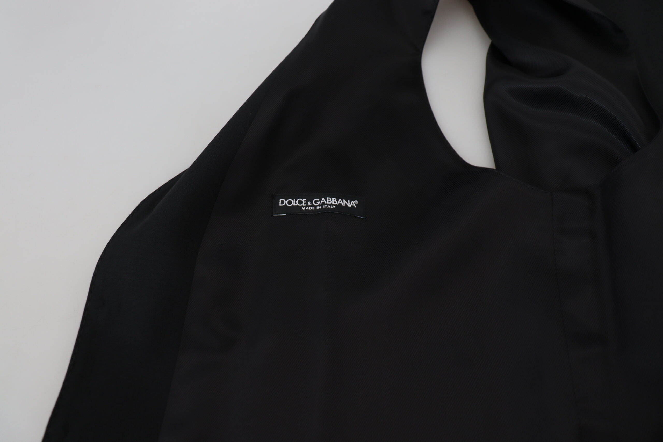Dolce & Gabbana Black Virgin Wool Waistcoat Formal Vest -  Vests for Men Suits -  Dolce & Gabbana.