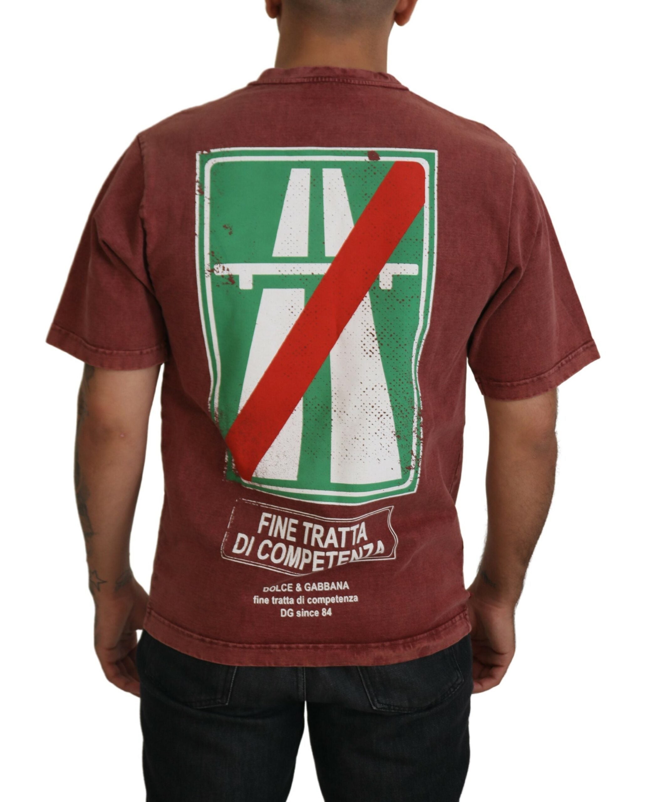 Dolce & Gabbana Maroon Print Round Neck Short Sleeves T-shirt -   -  Dolce & Gabbana.