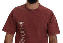 Dolce & Gabbana Maroon Print Round Neck Short Sleeves T-shirt -   -  Dolce & Gabbana.