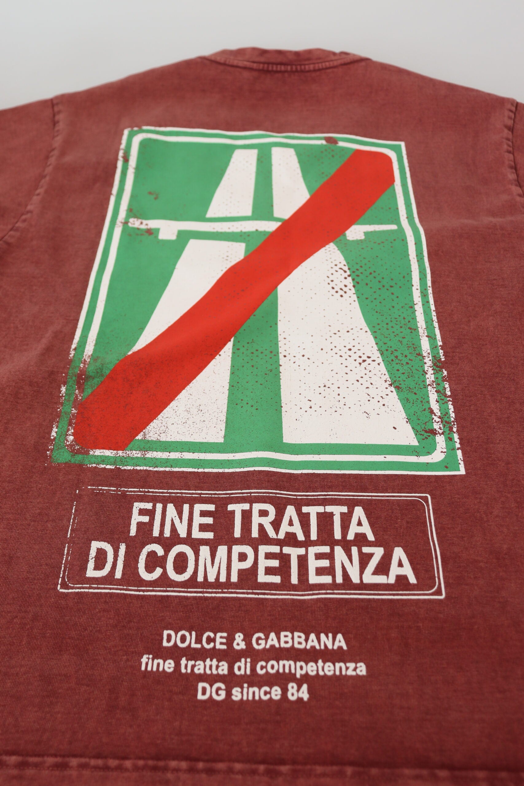 Dolce & Gabbana Maroon Print Round Neck Short Sleeves T-shirt -   -  Dolce & Gabbana.