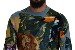 Dolce & Gabbana Multicolor Jungle Wool Pullover Logo Sweater -   -  Dolce & Gabbana.
