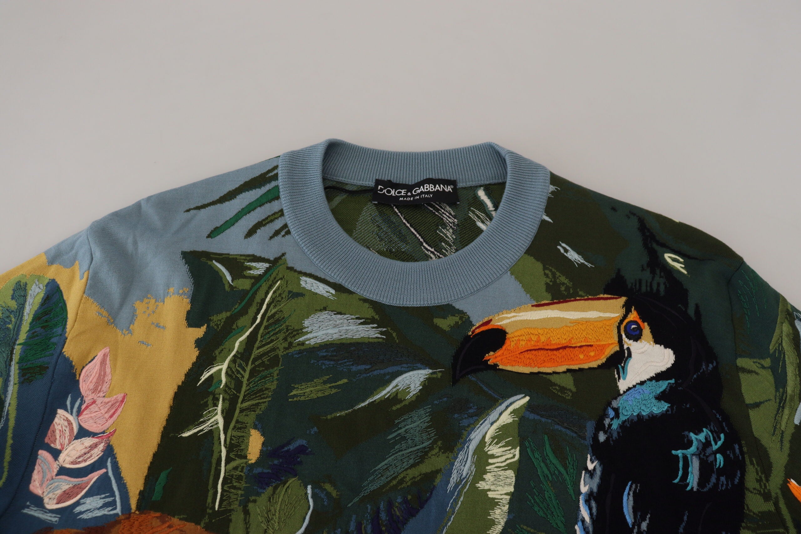 Dolce & Gabbana Multicolor Jungle Wool Pullover Logo Sweater -   -  Dolce & Gabbana.