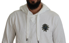 Dolce & Gabbana White Cotton Hooded Sweatshirt Logo Sweater -   -  Dolce & Gabbana.