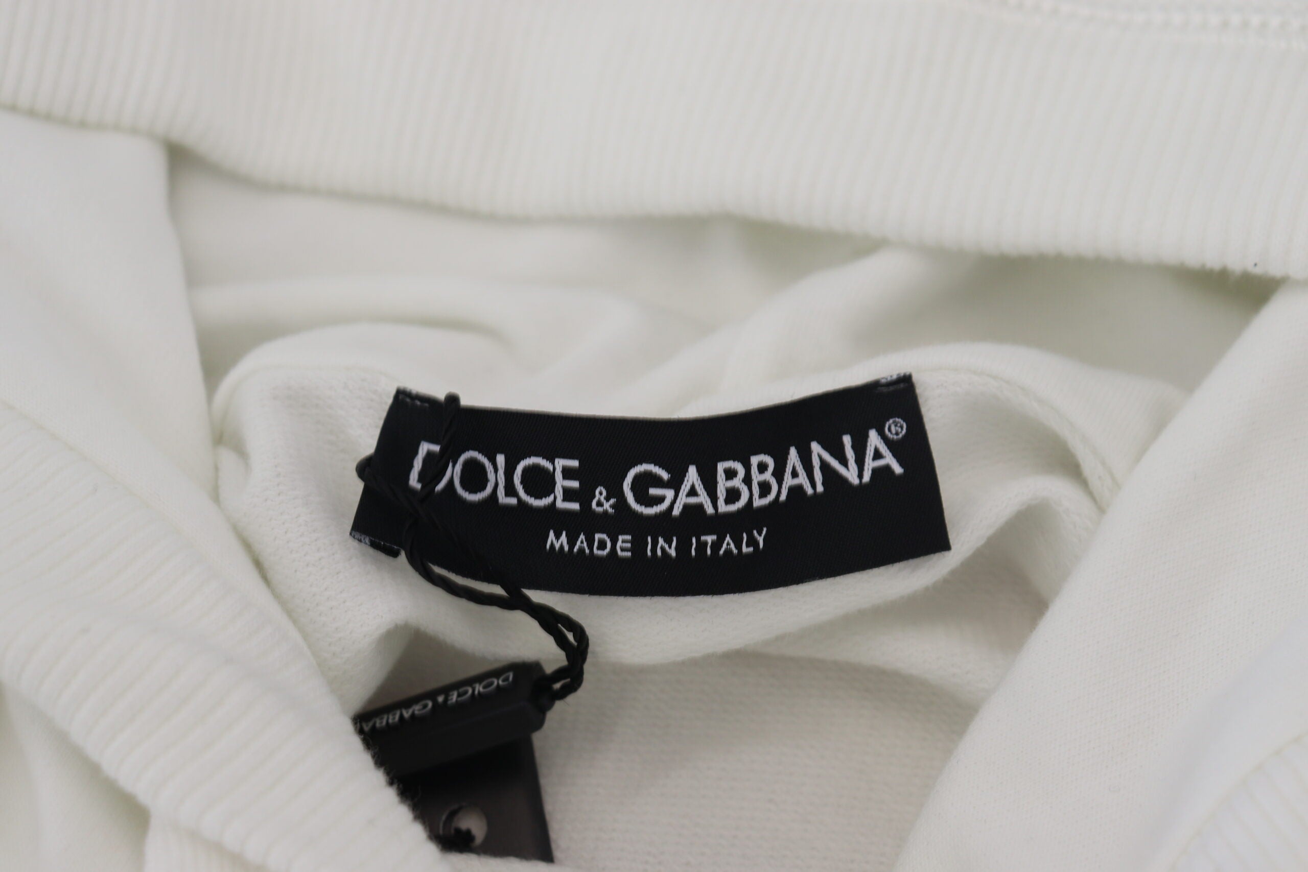 Dolce & Gabbana White Cotton Hooded Sweatshirt Logo Sweater -   -  Dolce & Gabbana.