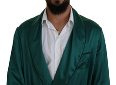 Dolce & Gabbana Green Silk Waist Belt Robe Sleepwear -   -  Dolce & Gabbana.