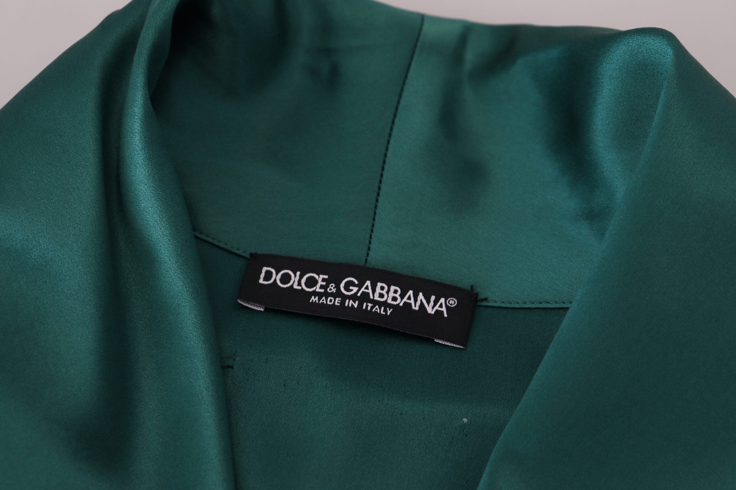 Dolce & Gabbana Green Silk Waist Belt Robe Sleepwear -   -  Dolce & Gabbana.