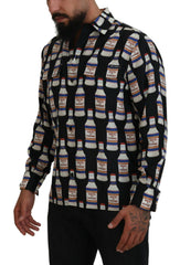 Dolce & Gabbana Black Silk Printed Collared Men Casual Shirt -   -  Dolce & Gabbana.