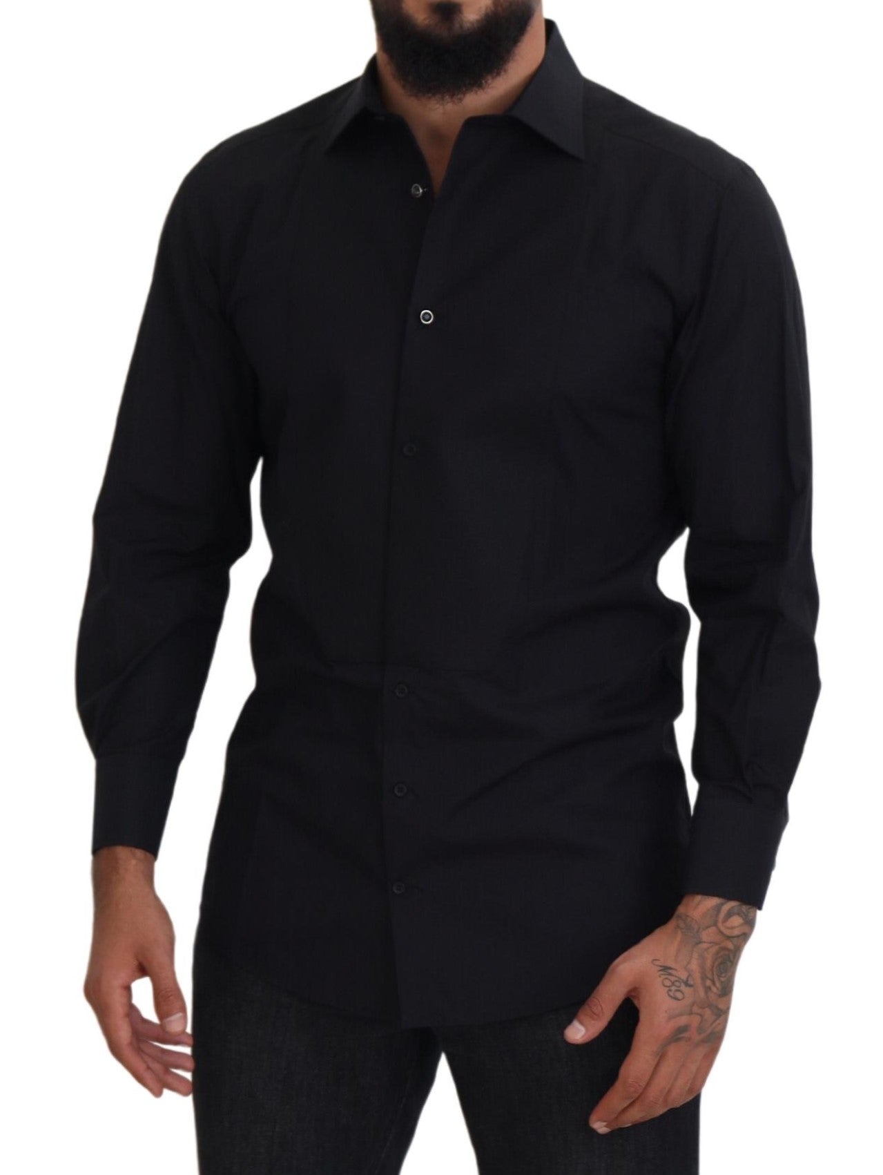 Dolce & Gabbana Black GOLD Cotton Collared Long Sleeve Shirt -   -  Dolce & Gabbana.