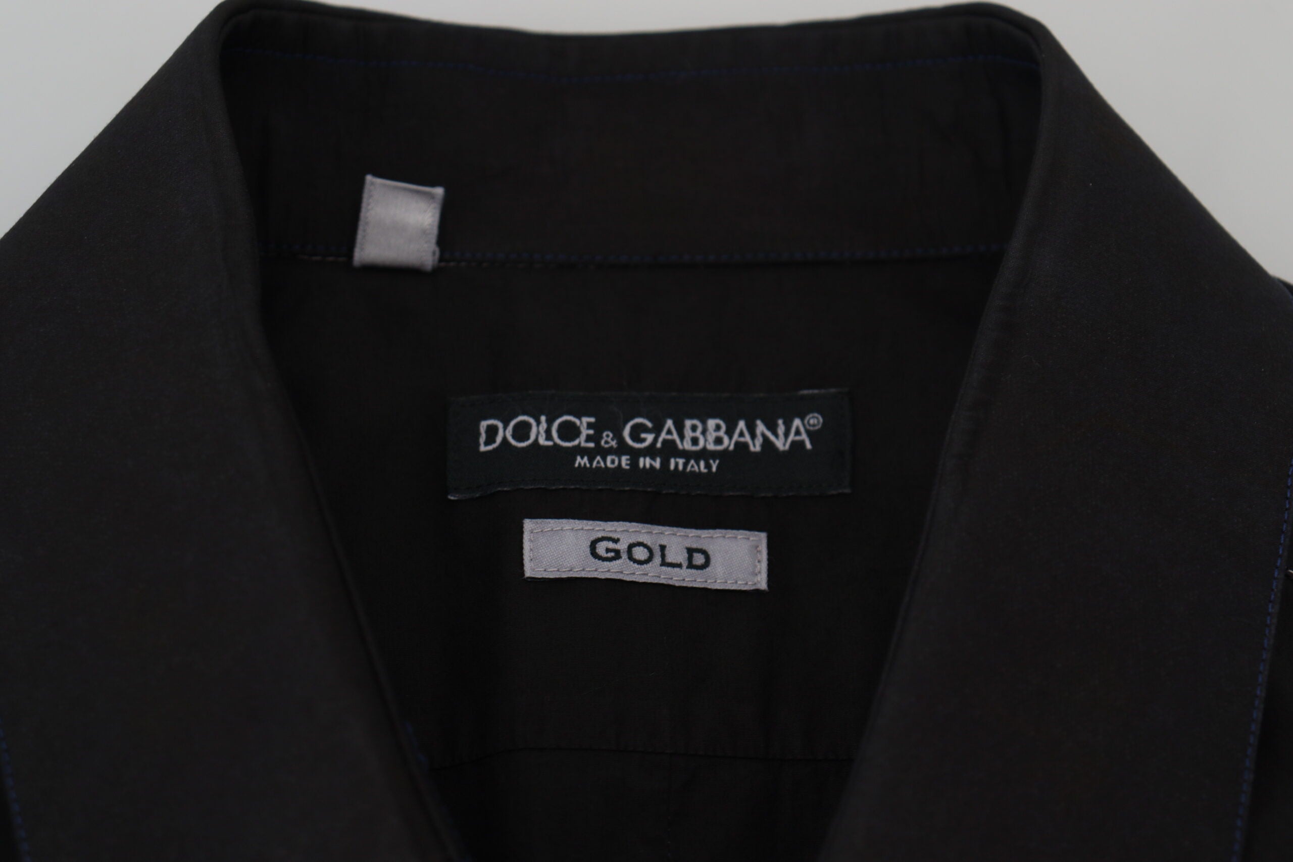 Dolce & Gabbana Black Cotton Collared Long Sleeve GOLD Shirt -   -  Dolce & Gabbana.