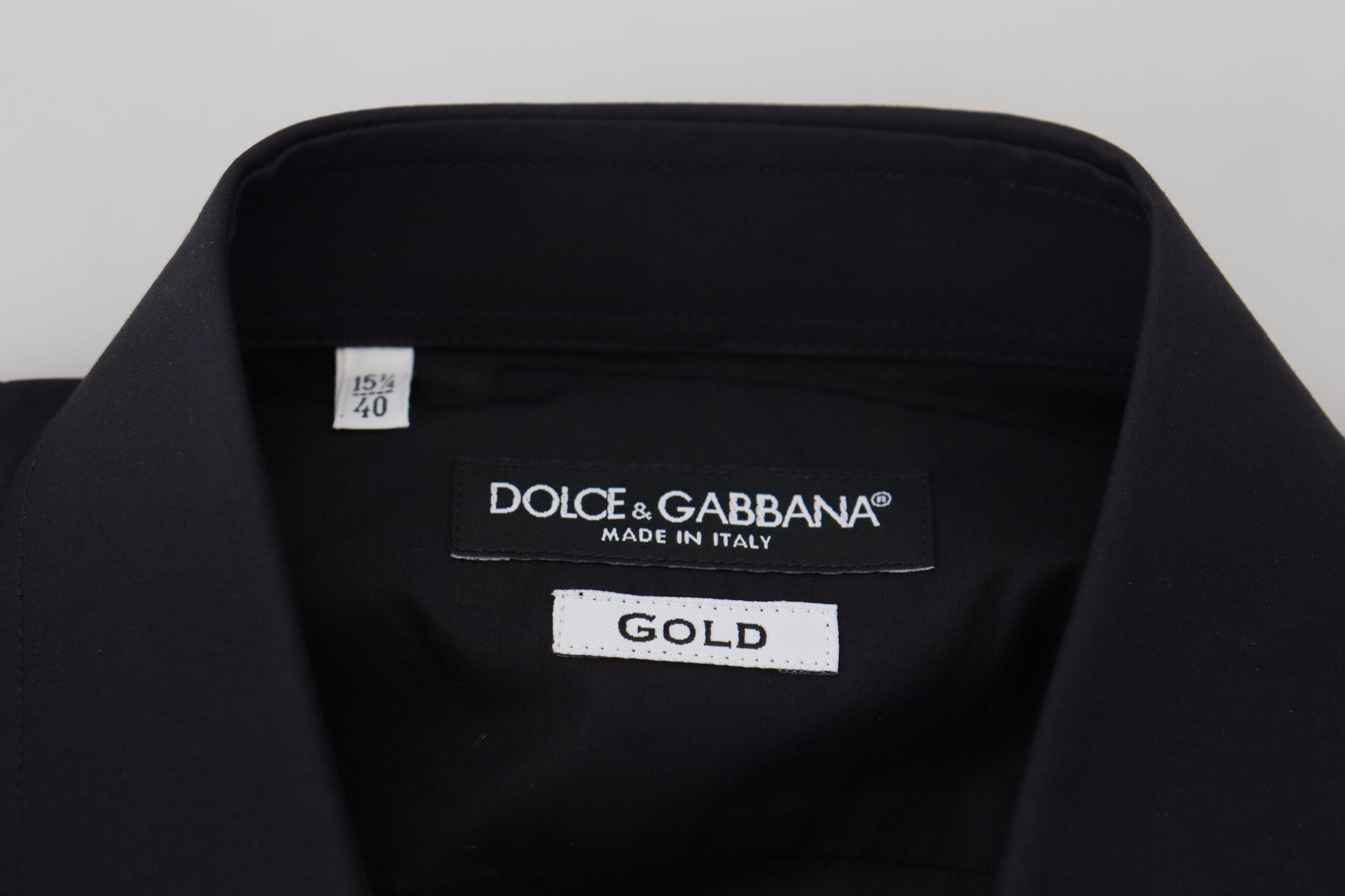 Dolce & Gabbana Black Floral Embroidery Men Long Sleeves GOLD Shirt -   -  Dolce & Gabbana.