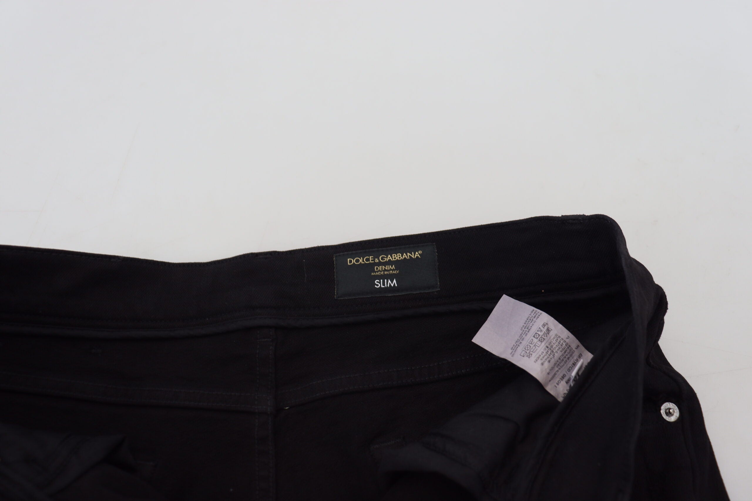 Dolce & Gabbana Black Slim Fit Tattered Denim Cotton Jeans -   -  Dolce & Gabbana.