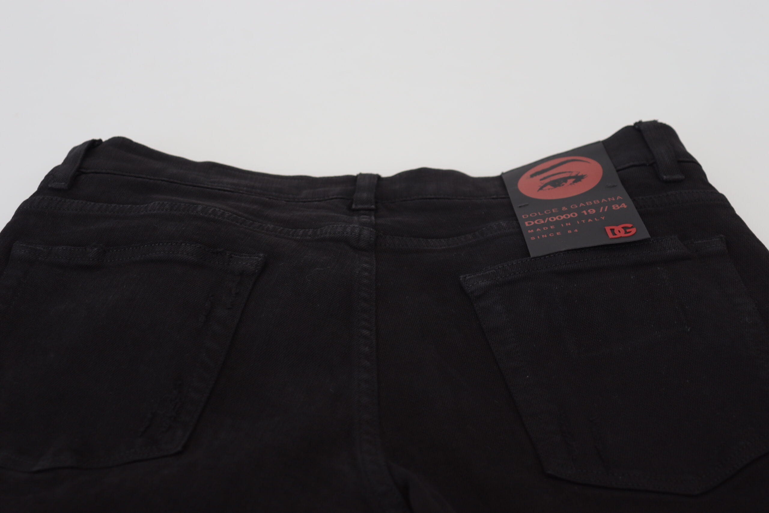 Dolce & Gabbana Black Slim Fit Tattered Denim Cotton Jeans -   -  Dolce & Gabbana.