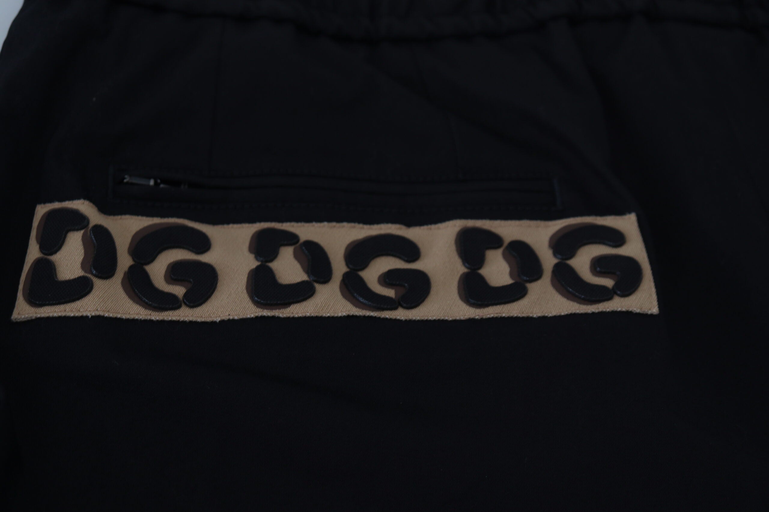 Dolce & Gabbana Black Cotton Elastic Waist DG Logo Cropped Pants -   -  Dolce & Gabbana.