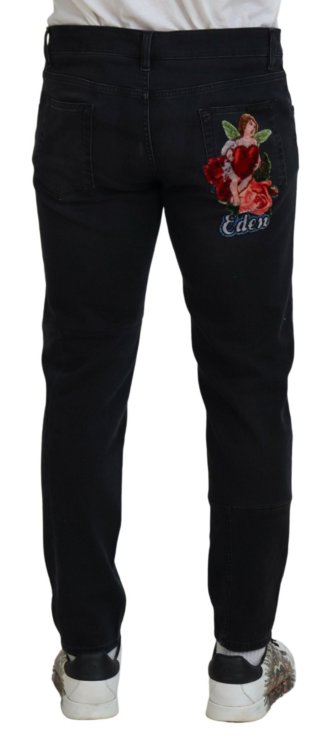 Dolce & Gabbana Black Angel Embroidery Skinny Denim Jeans -   -  Dolce & Gabbana.