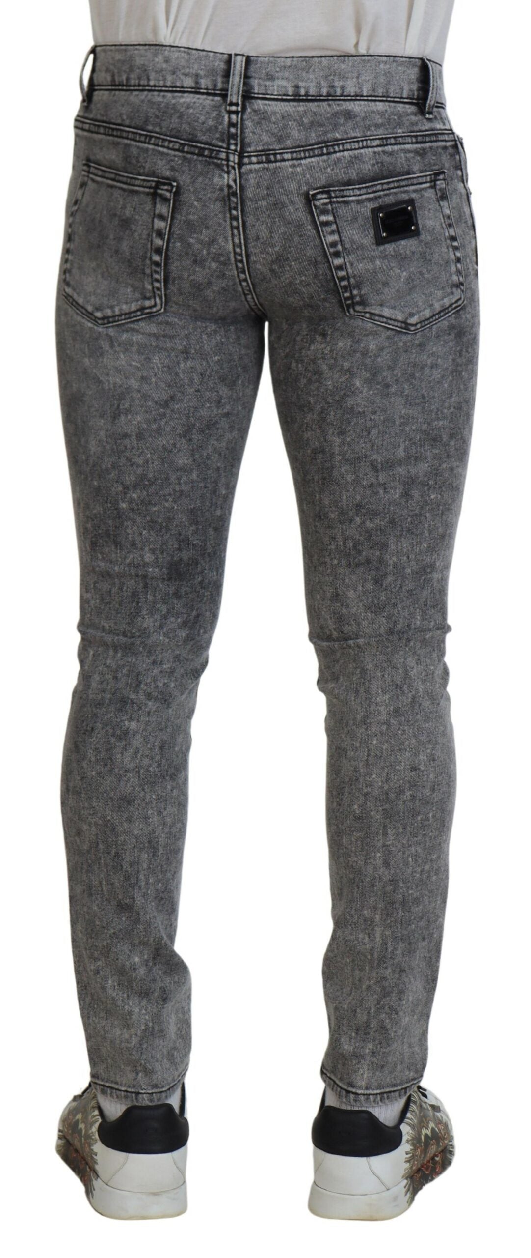 Dolce & Gabbana Grey Washed Cotton Slim Fit Men Denim Jeans -   -  Dolce & Gabbana.